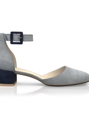 Girotti Suede Ankle-Strap Block Heel Pumps